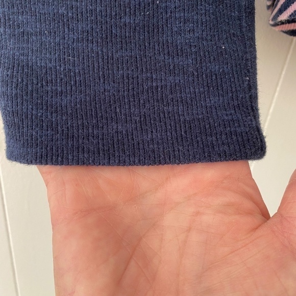 Pink and navy striped long sleeve Gap ribbed henley top size XXL - Picture 4 of 11